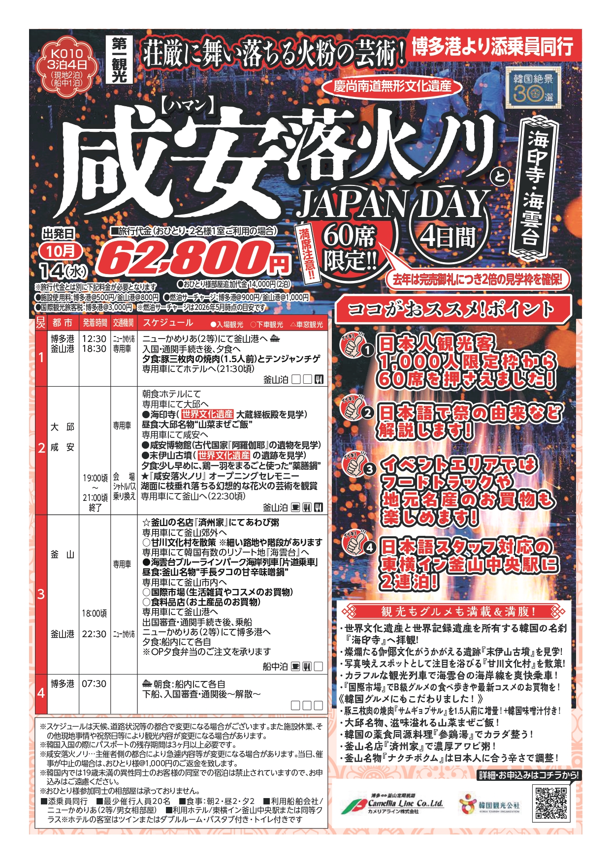 第一観光 ニューかめりあで行く釜山4日間